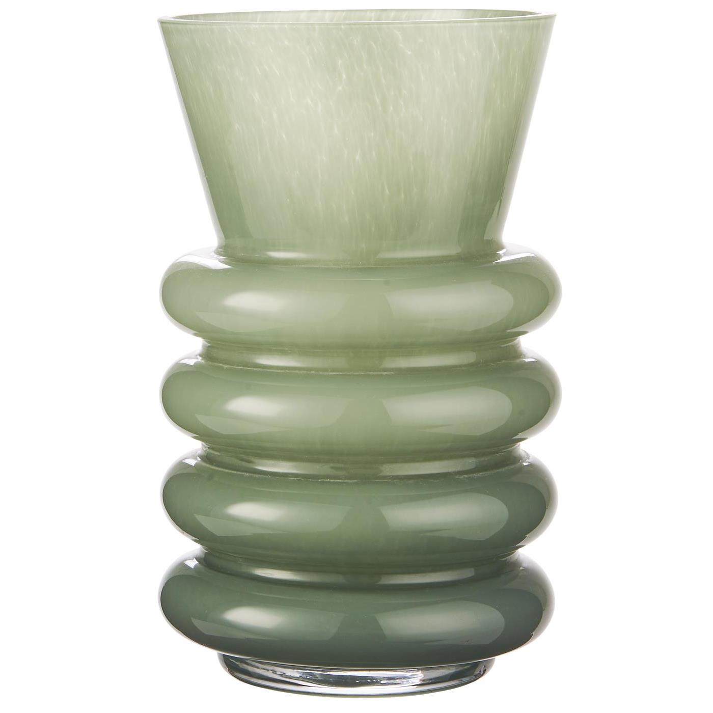 Ib Laursen - Vase m/ringe Vicenza gennemfarvet grønt glas