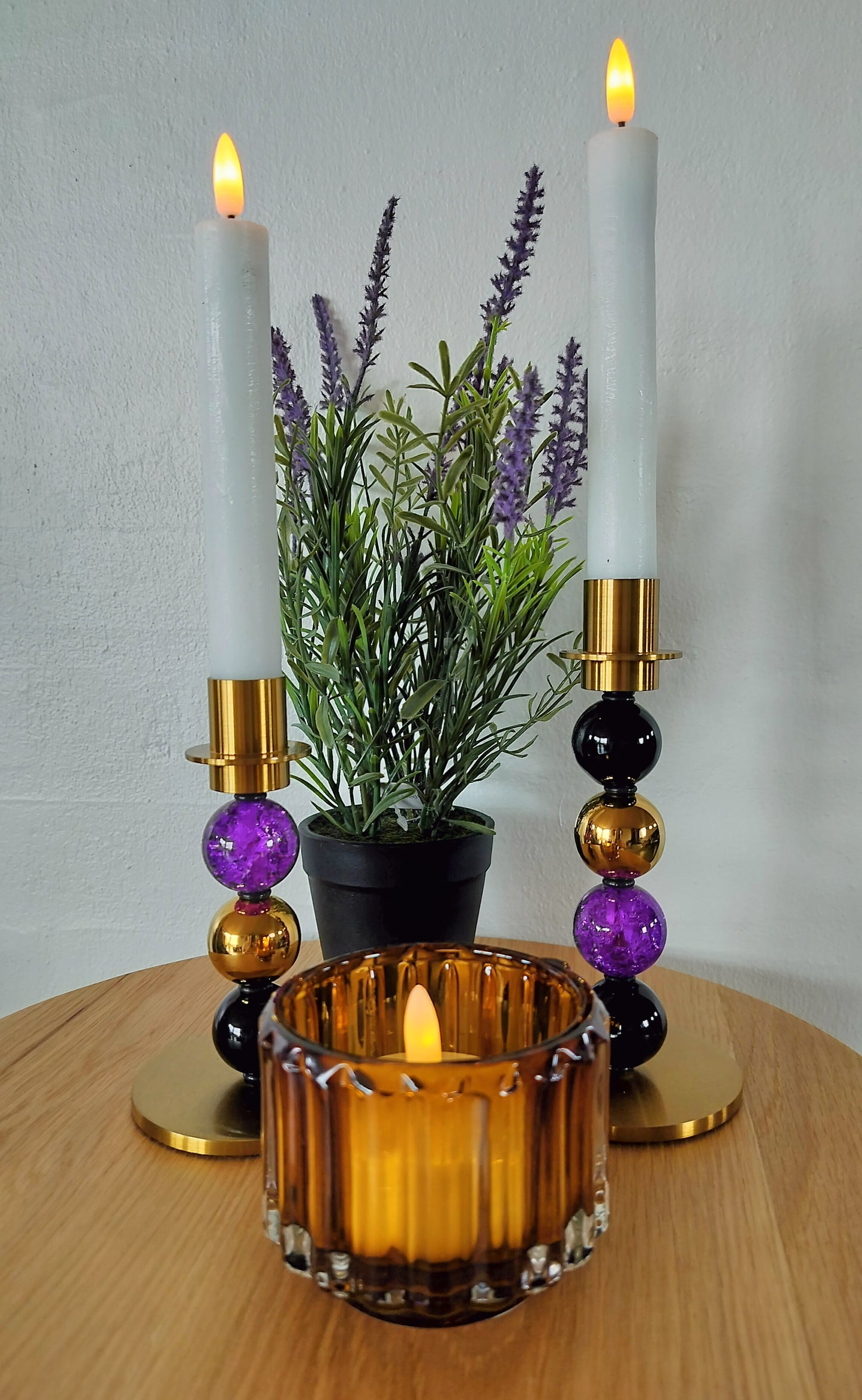 Hvide LED stagelys på My-Candle lysetstager