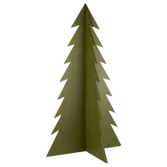 Ib Laursen - juletræ skåret i træ malet grøn H 90 cm