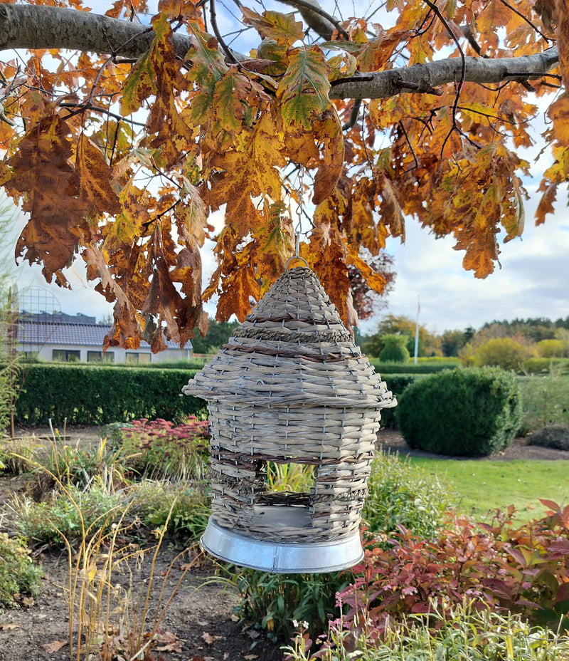 Fuglefoderhus - Rund med metalbund Ø28 x H30 cm
