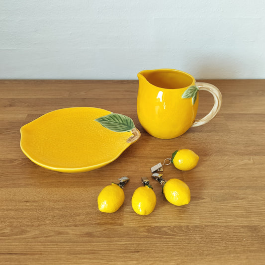 Lemon sæt fad, kande og dugvægte