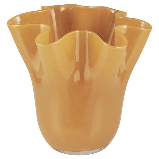 Vase glas foldet kant UNIKA mundblæst Poppy udformet