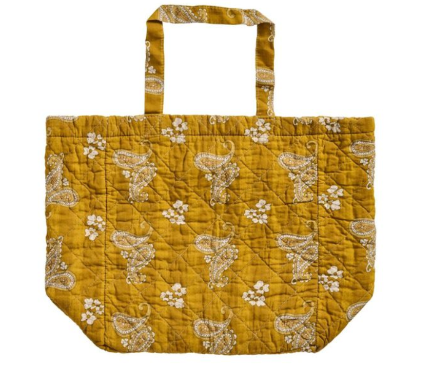 Taske quiltet Mustard med paisley mønster