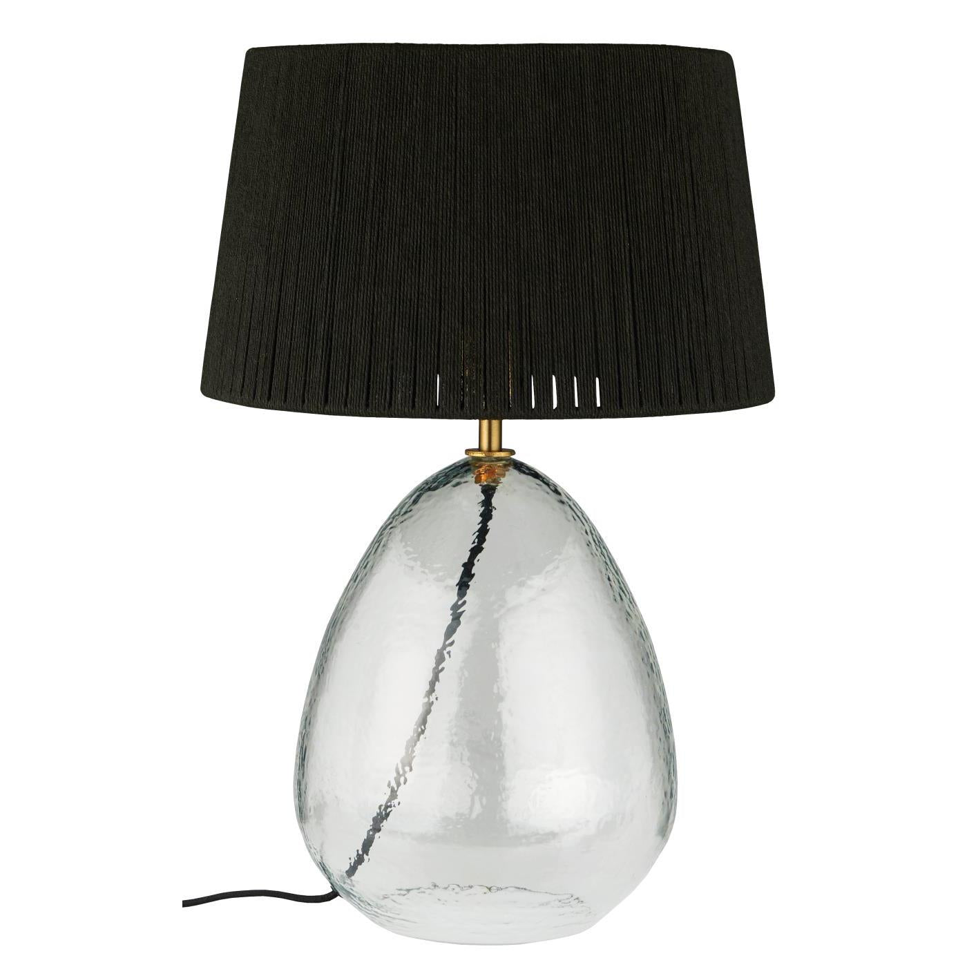 Bordlampe Kairo med struktureret glas og sort juteskærm (udstillingsmodel)