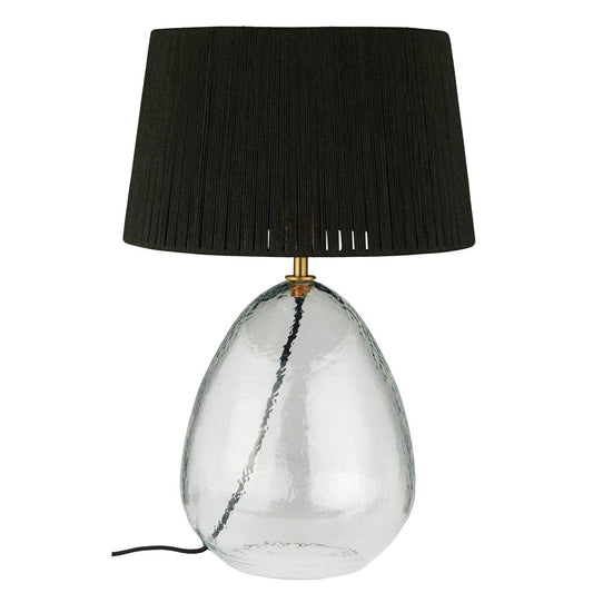 Bordlampe Kairo med struktureret glas og sort juteskærm (udstillingsmodel)