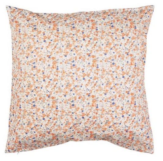 Ib Laursen - Pudebetræk "Anette" Beige med orange og blå blomster 50 x 50 cm
