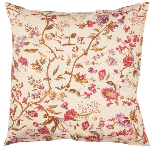 Ib Laursen - Pudebetræk "Adele" Beige med lilla og lyserøde blomster 50 x 50 cm