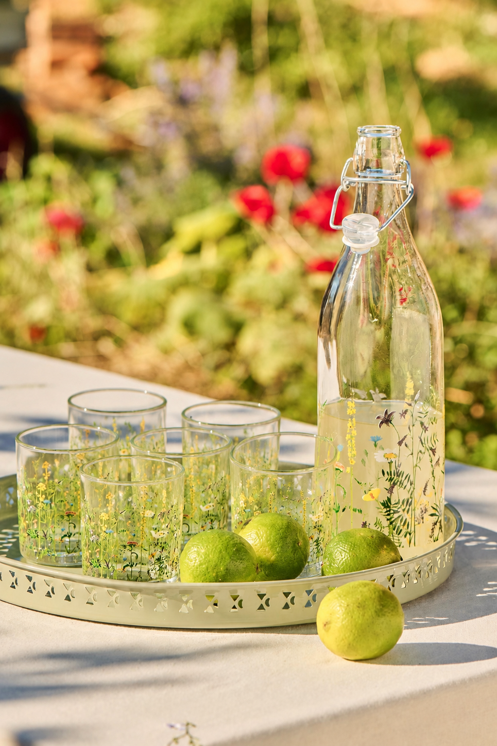 Ib Laursen - Glasflaske med patentlåg og 6 glas SUMMER FIELD