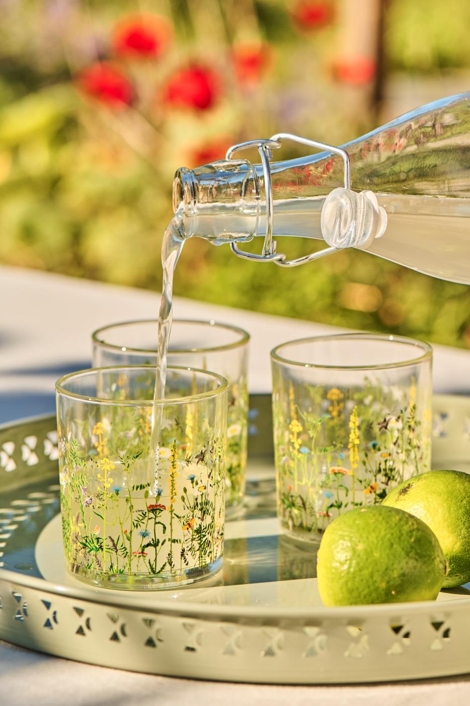 Ib Laursen - Glasflaske med patentlåg og 6 glas SUMMER FIELD
