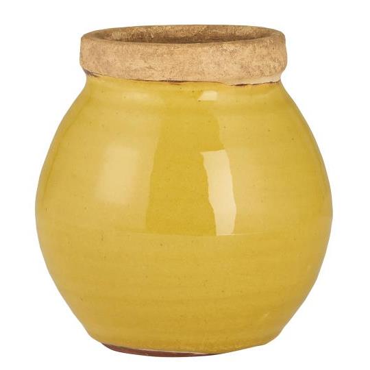 Vase mustard med naturfarvet kant Avignon
