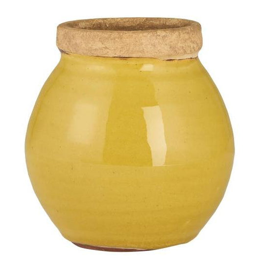 Vase mustard med naturfarvet kant Avignon