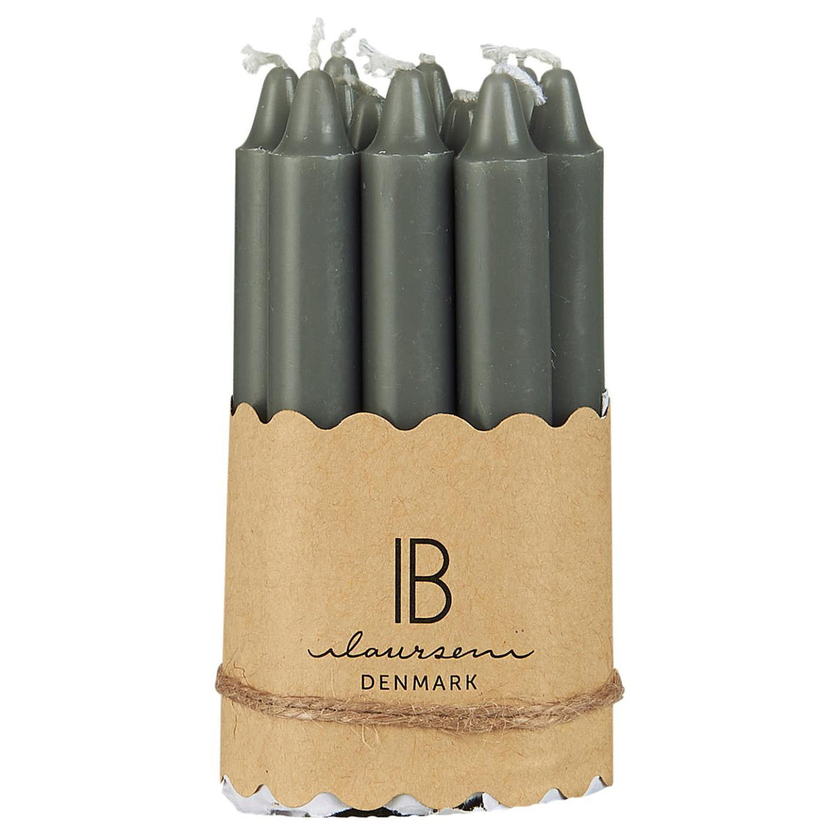 Ib Laursen - Kertelys bundt med 10 stk. mørkegrå Ø 1,3 x H 10 cm