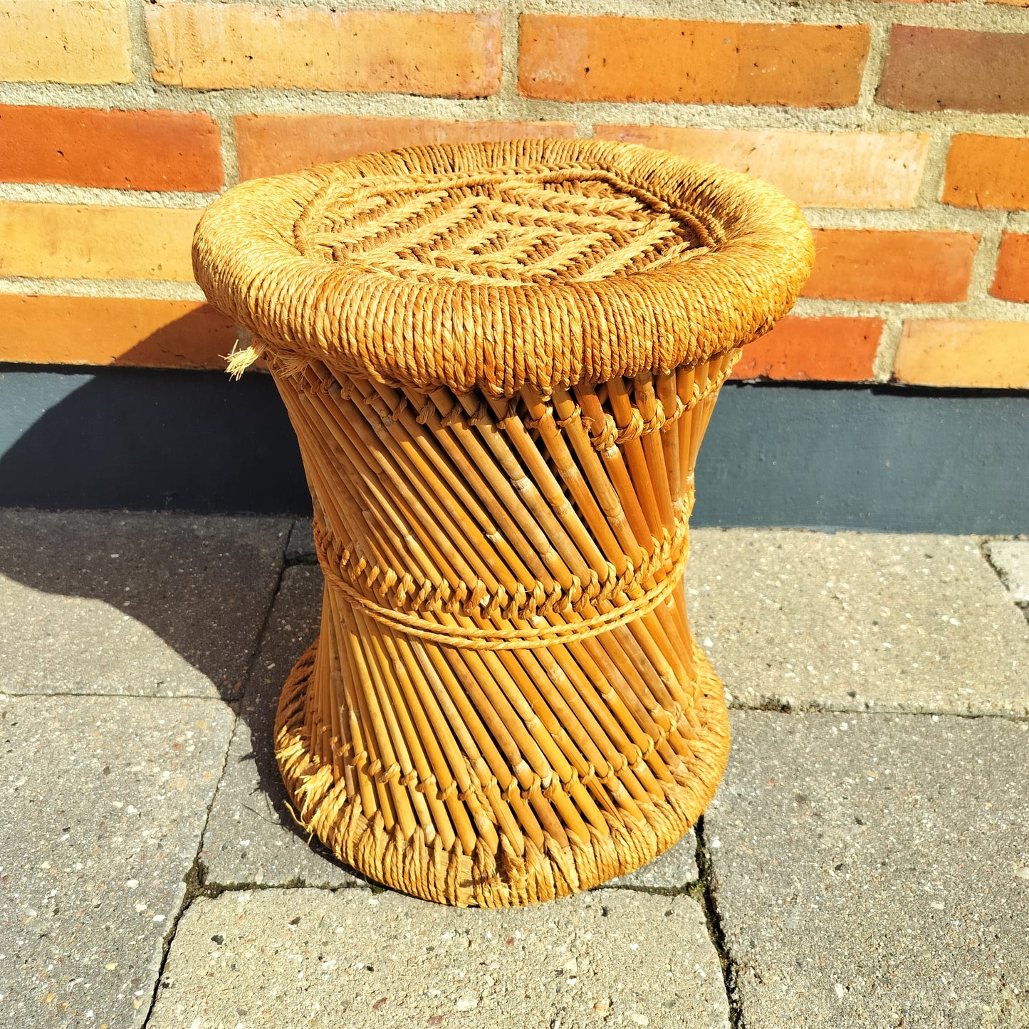 Retro elefantfod af bambus og flet Ø 28,5 x H 34 cm