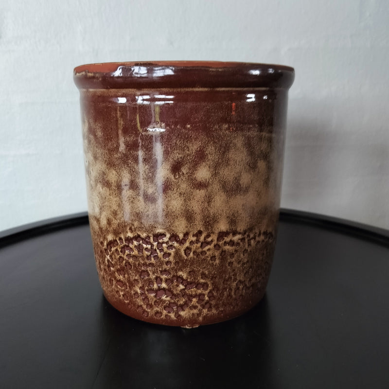 Syltekrukke "2L" Knabstrup Ø 16 x H 17,5 cm 2 farvet glasur