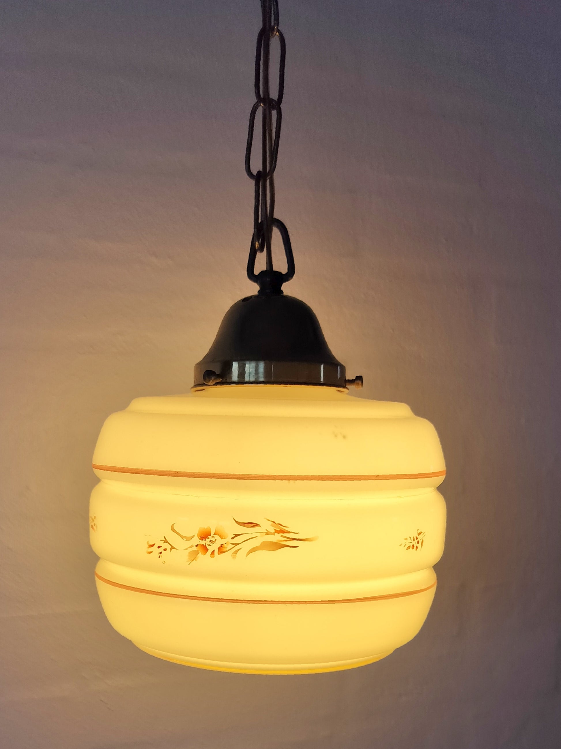 Secondhand - Retro glas lampe Ø 19 x H 23 cm med lys