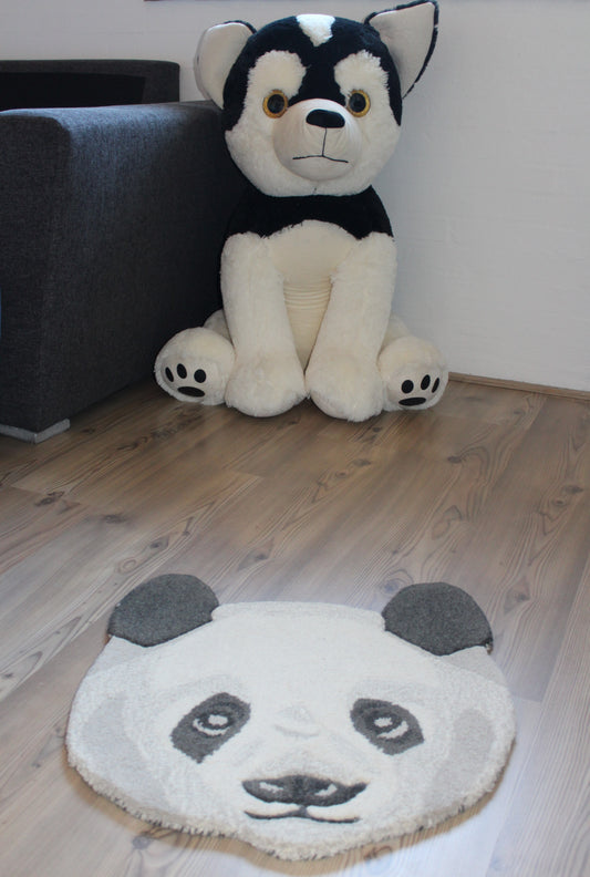 Pandahoved uld gulvtæppe 50 x 50 cm