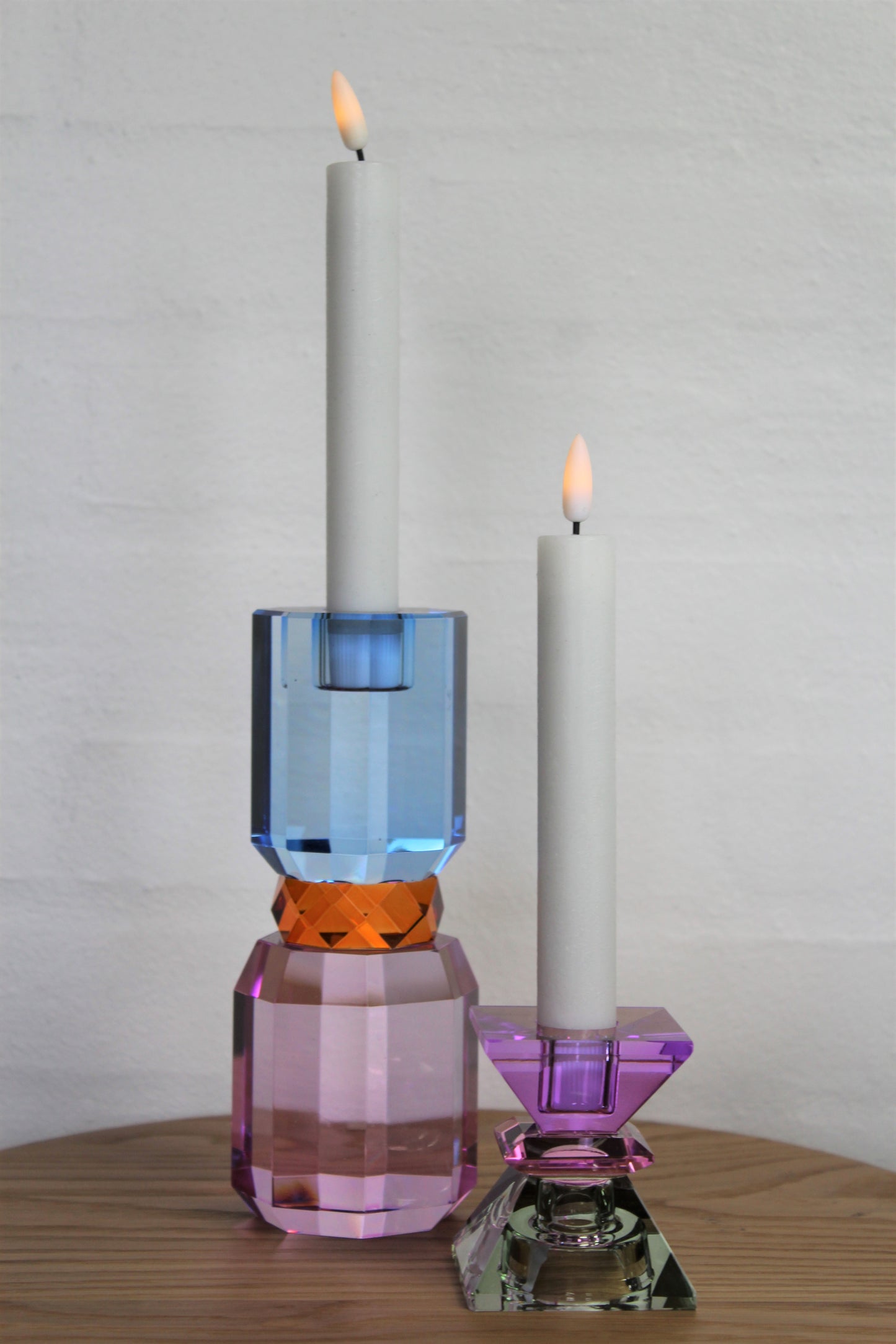 C'est Bon - Krystal lysestage Violet-Baby lyserød-Oliven 7,5x6cm