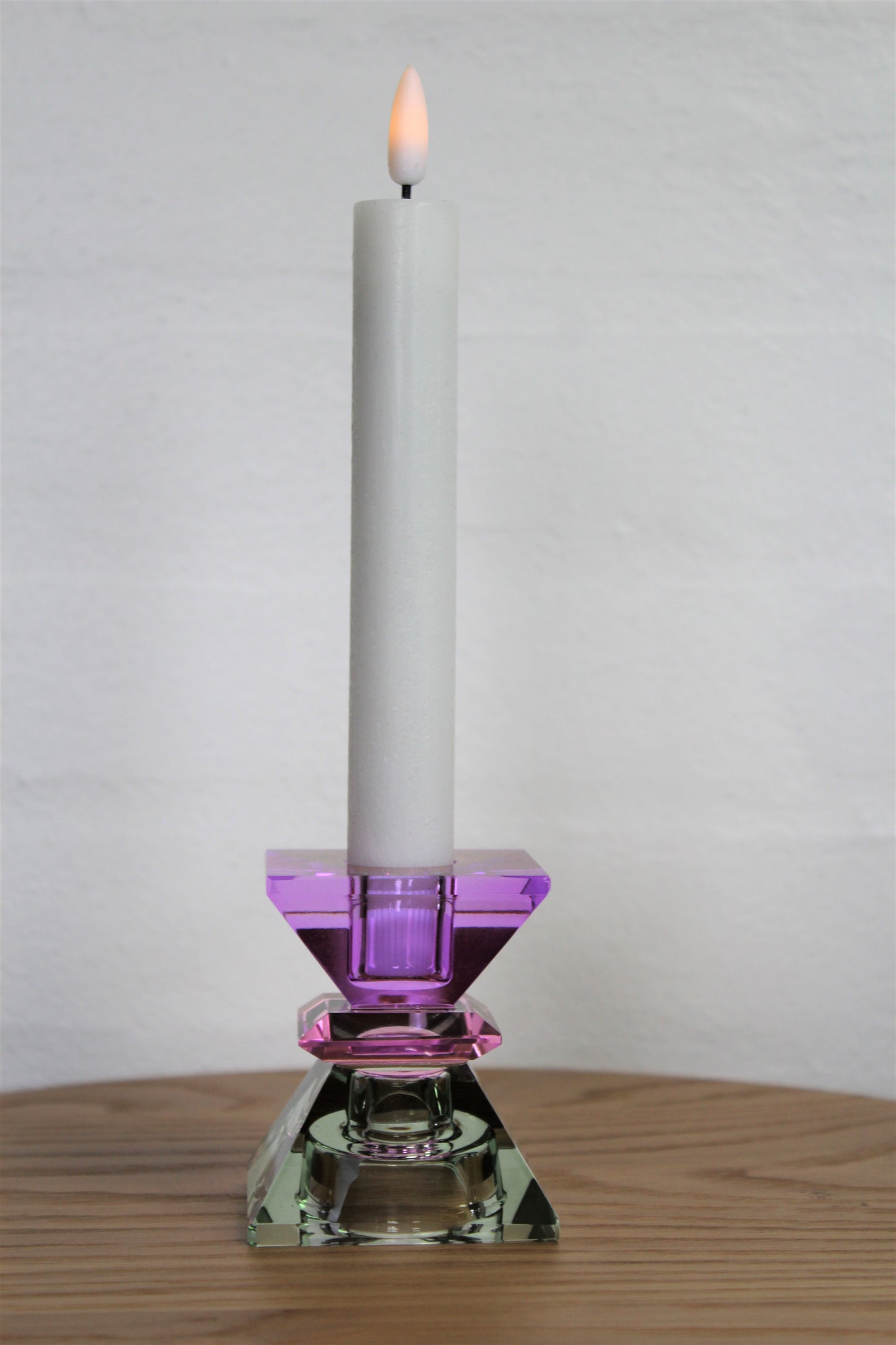 C'est Bon - Krystal lysestage Violet-Baby lyserød-Oliven 7,5x6cm