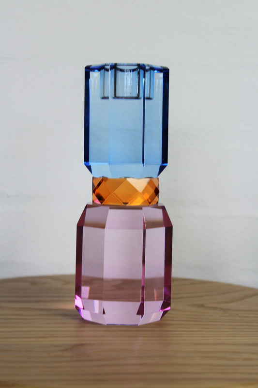 C'est Bon - Krystal lysestage lilla-rav-blå 18,5 x 7 x 7 cm