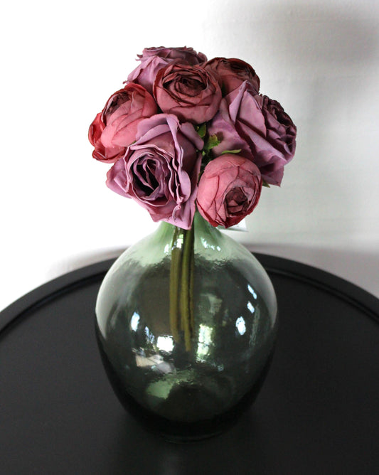Deko Florale - 2 bundt kunstig buket roser, lilla farve