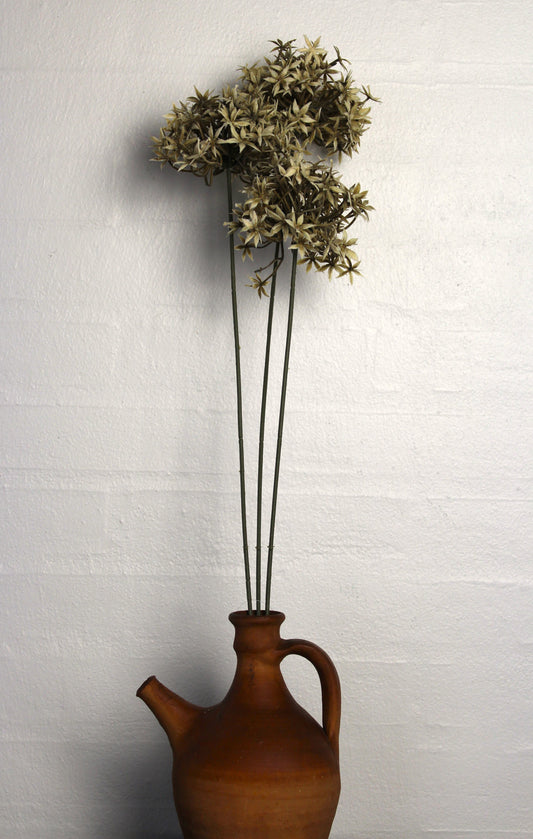 Deko Florale - 1 Kunstig Allium (prydløg) stilk med 3 hoveder på hver H 60 cm, creme farve