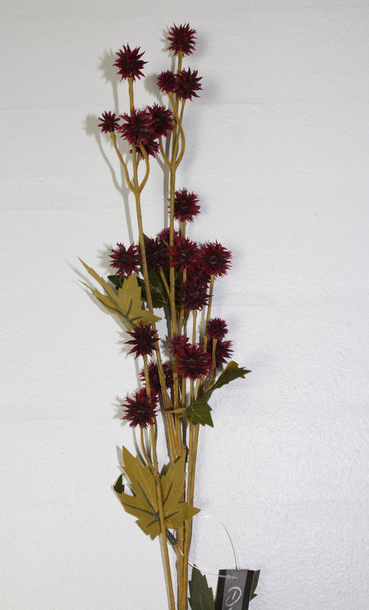 Deko Florale - 2 stk kunstig Sanikel stilk med små blomster, H 68 cm, bordeaux farve
