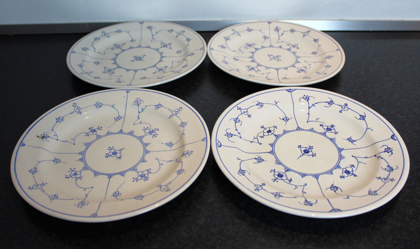 Secondhand - 4 stk gamle porcelæns tallerkner fra Københavns Fajancefabrik