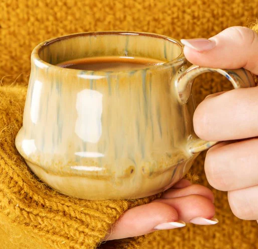 Ib Laursen - Kalmar krus med hank - Mustard med blå striber