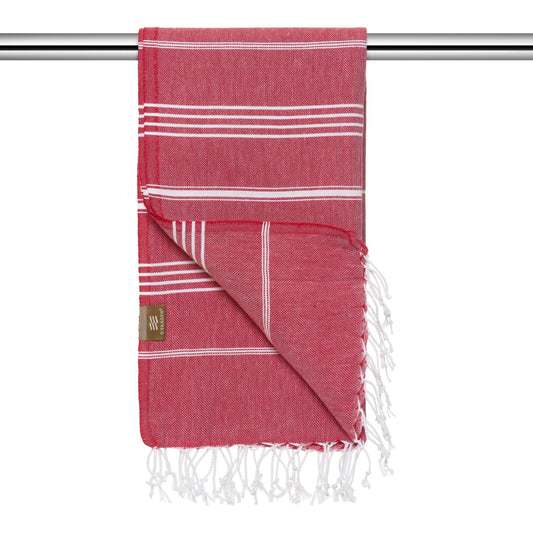 By Skagen - Hammam håndklæde med frynser, rød