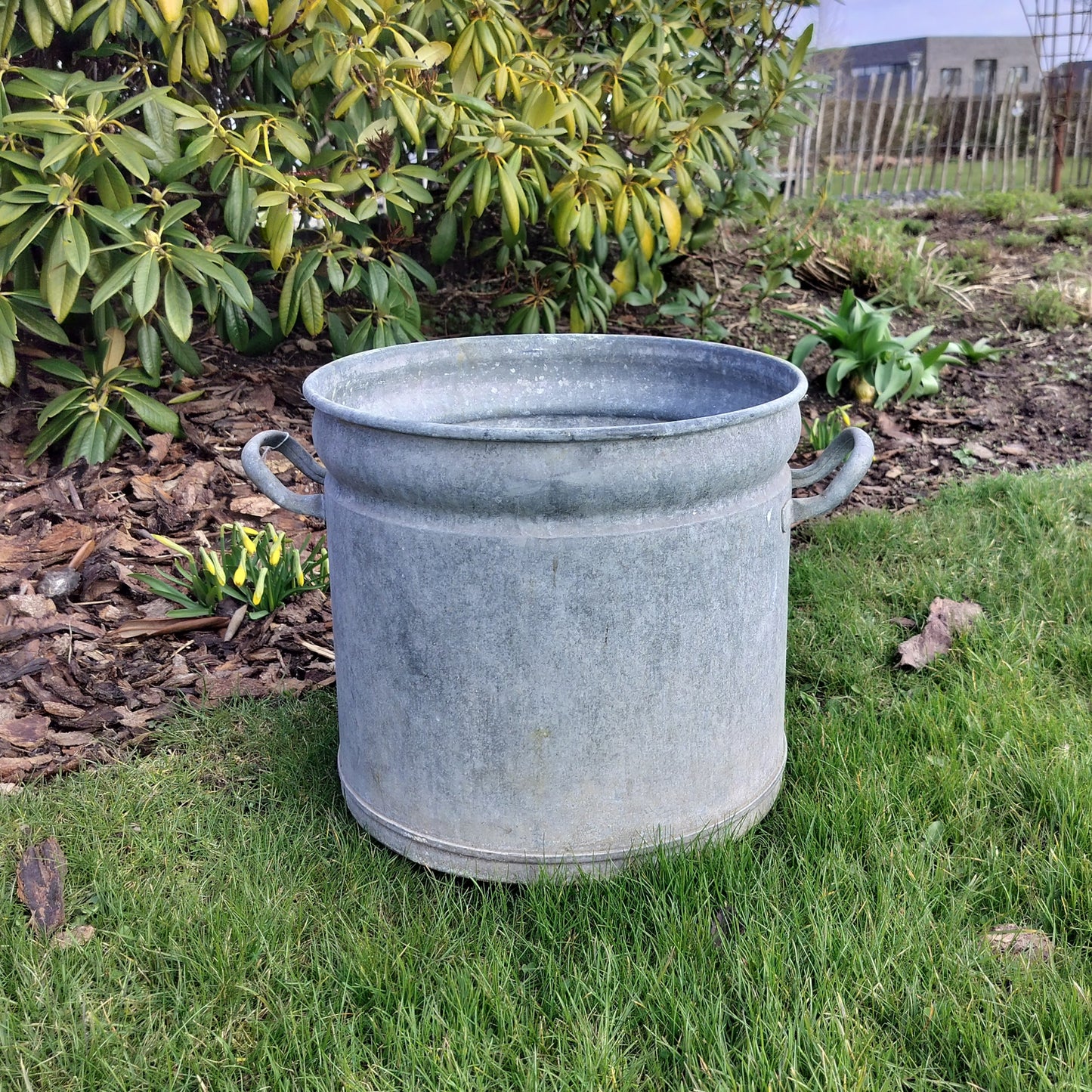 Secondhand - Gammel zink spand Ø 36 x H 32 cm