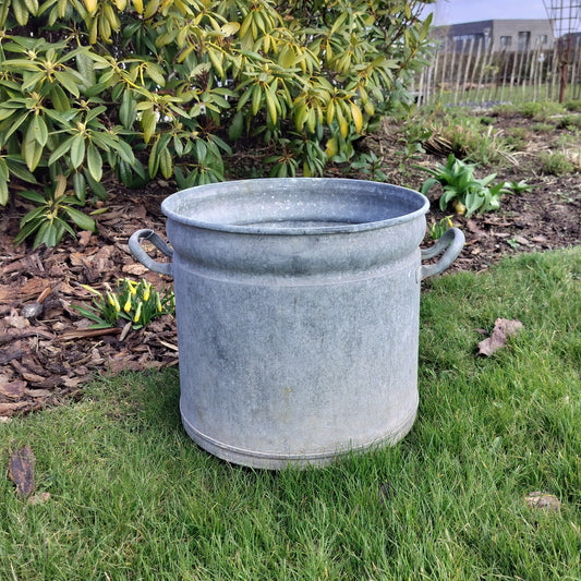 Secondhand - Gammel zink spand Ø 36 x H 32 cm