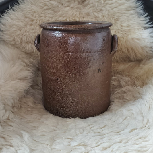 Secondhand - Syltekrukke med ører, stemplet 4L Ø 17,5/18 x H 22 cm