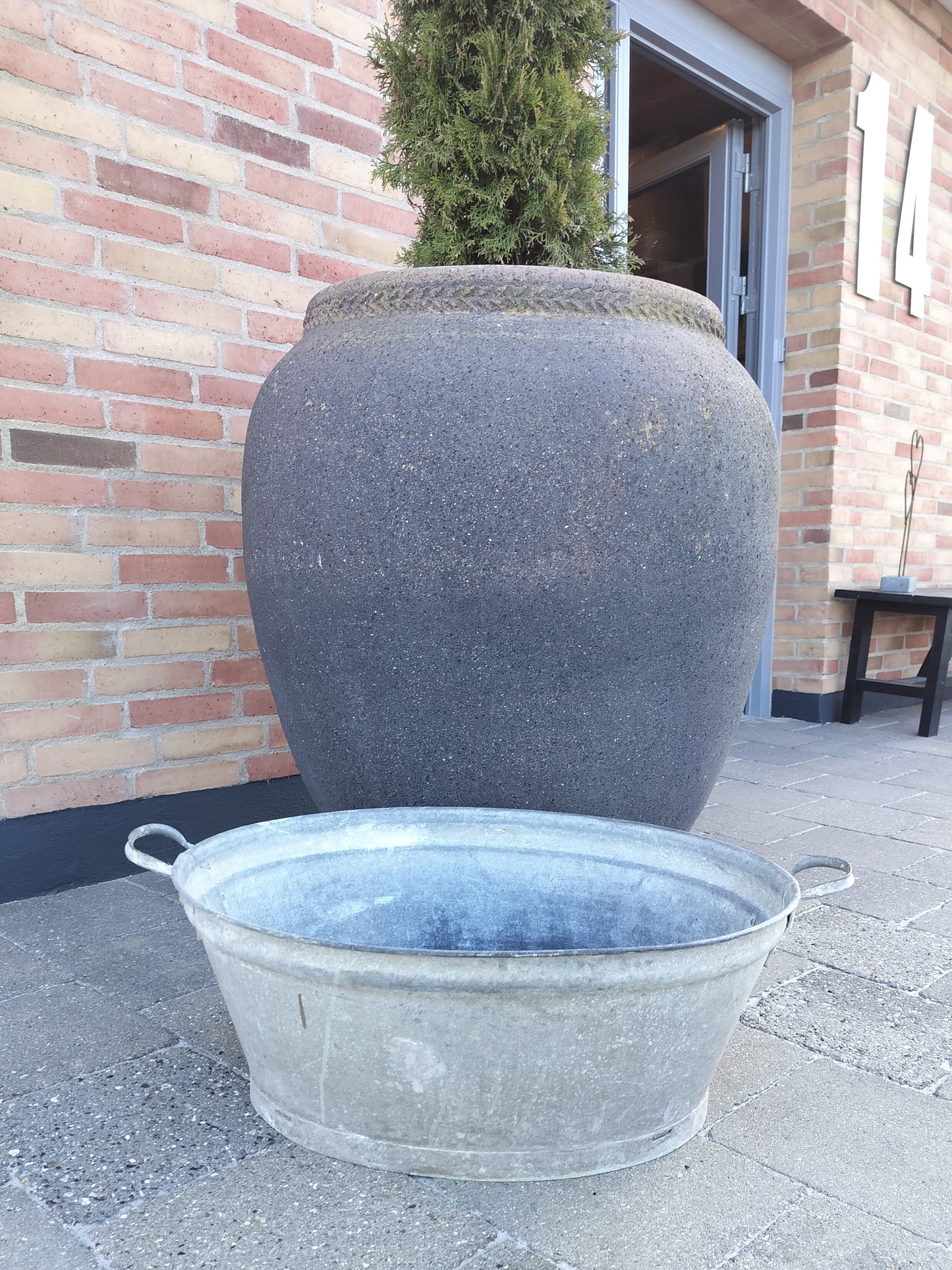 Secondhand - Glud og Marstrand zink balje L 69/80 x D 52,5 x H 27/29 cm