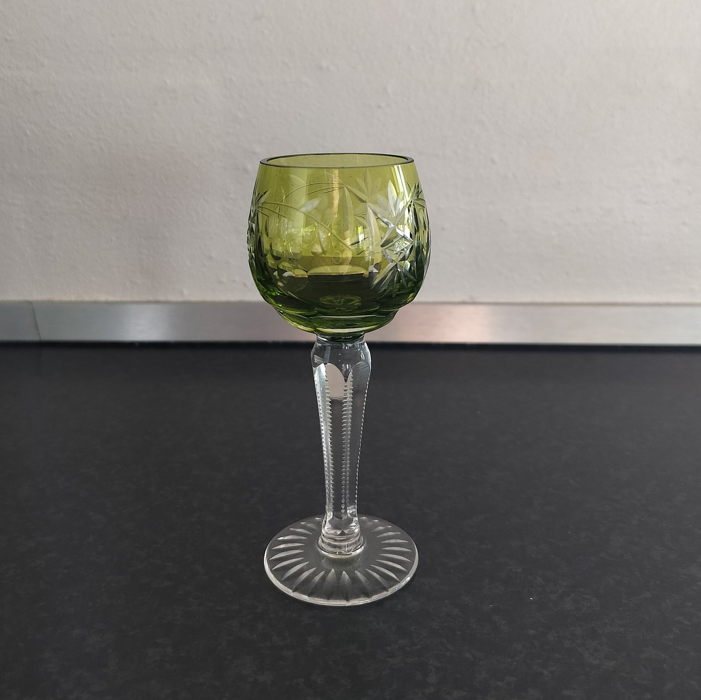 Secondhand - Rømer Bøhmisk Likør glas Ø 4 x H 12 cm - lysegrøn