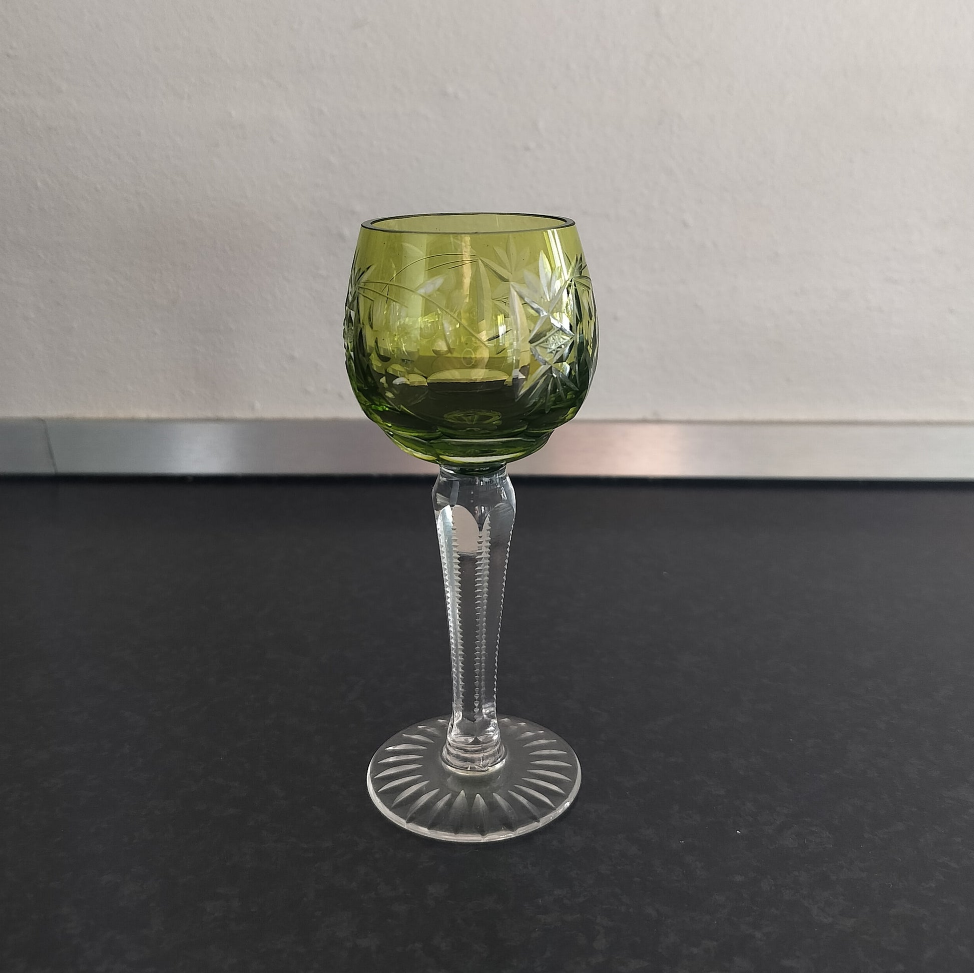Secondhand - Rømer Bøhmisk Likør glas Ø 4 x H 12 cm - lysegrøn