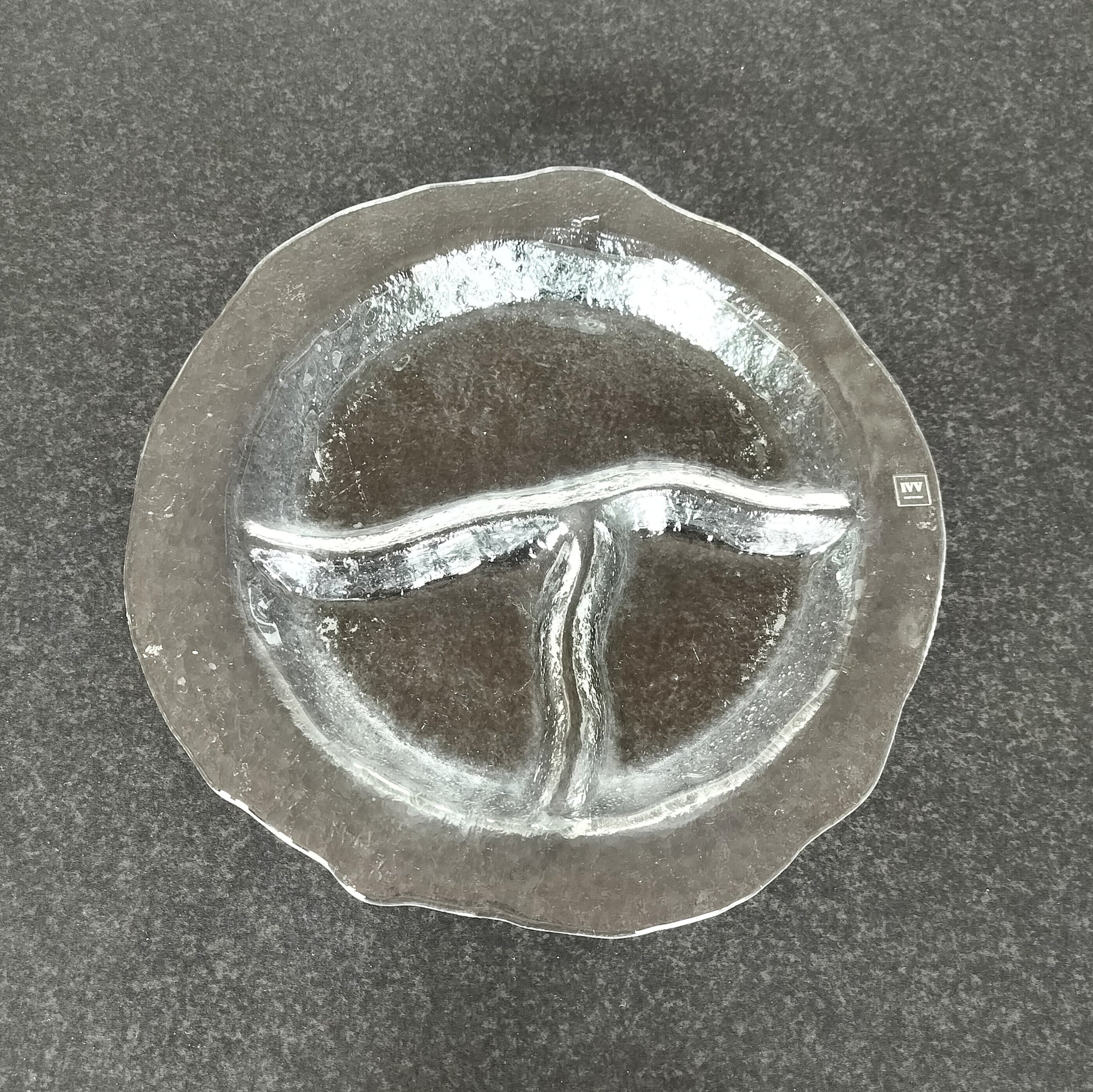 Secondhand - Glas fad med opdeling (stort) Ø 36/36,5 x H 4 cm