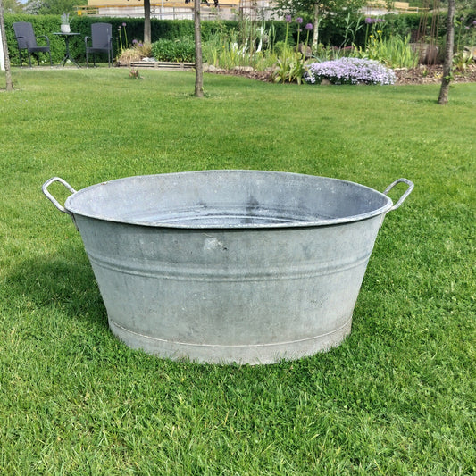 Secondhand - Zink balje STOR L 73/81 x B 55 x H 33,5/35 cm