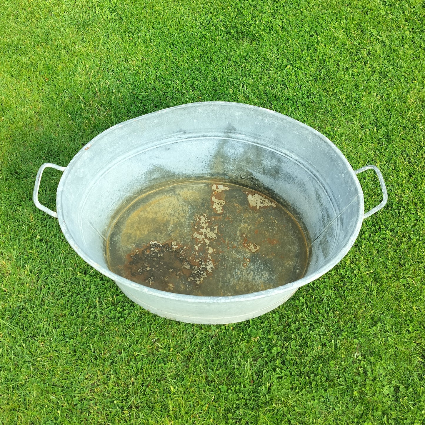 Secondhand - Zink balje STOR L 73/81 x B 55 x H 33,5/35 cm