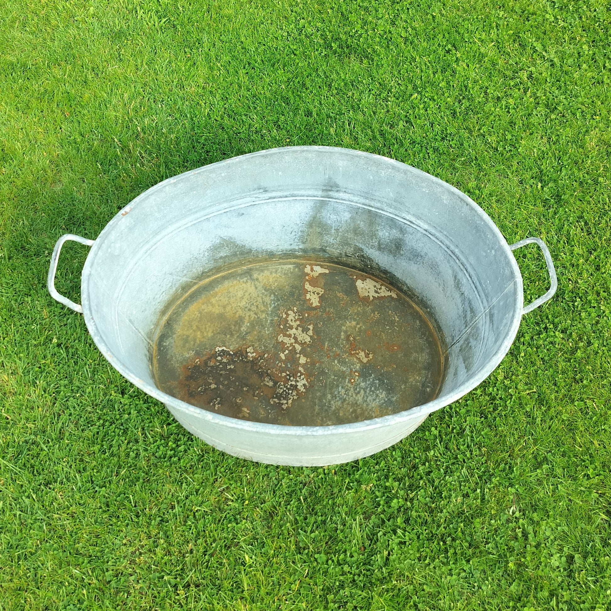 Secondhand - Zink balje STOR L 73/81 x B 55 x H 33,5/35 cm