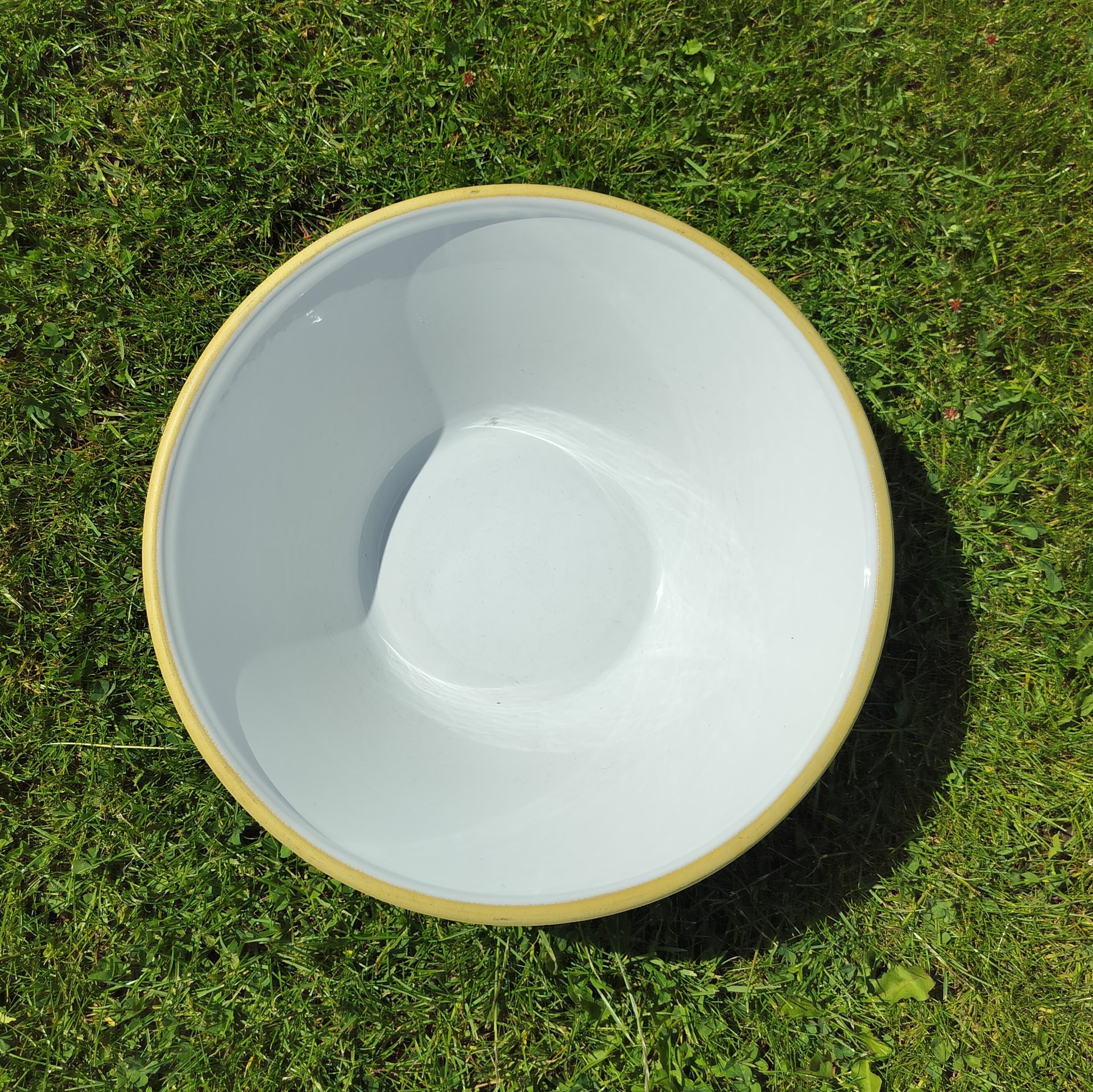 Secondhand - Lerfad hvid Ø 34,5 x H 12,5 cm