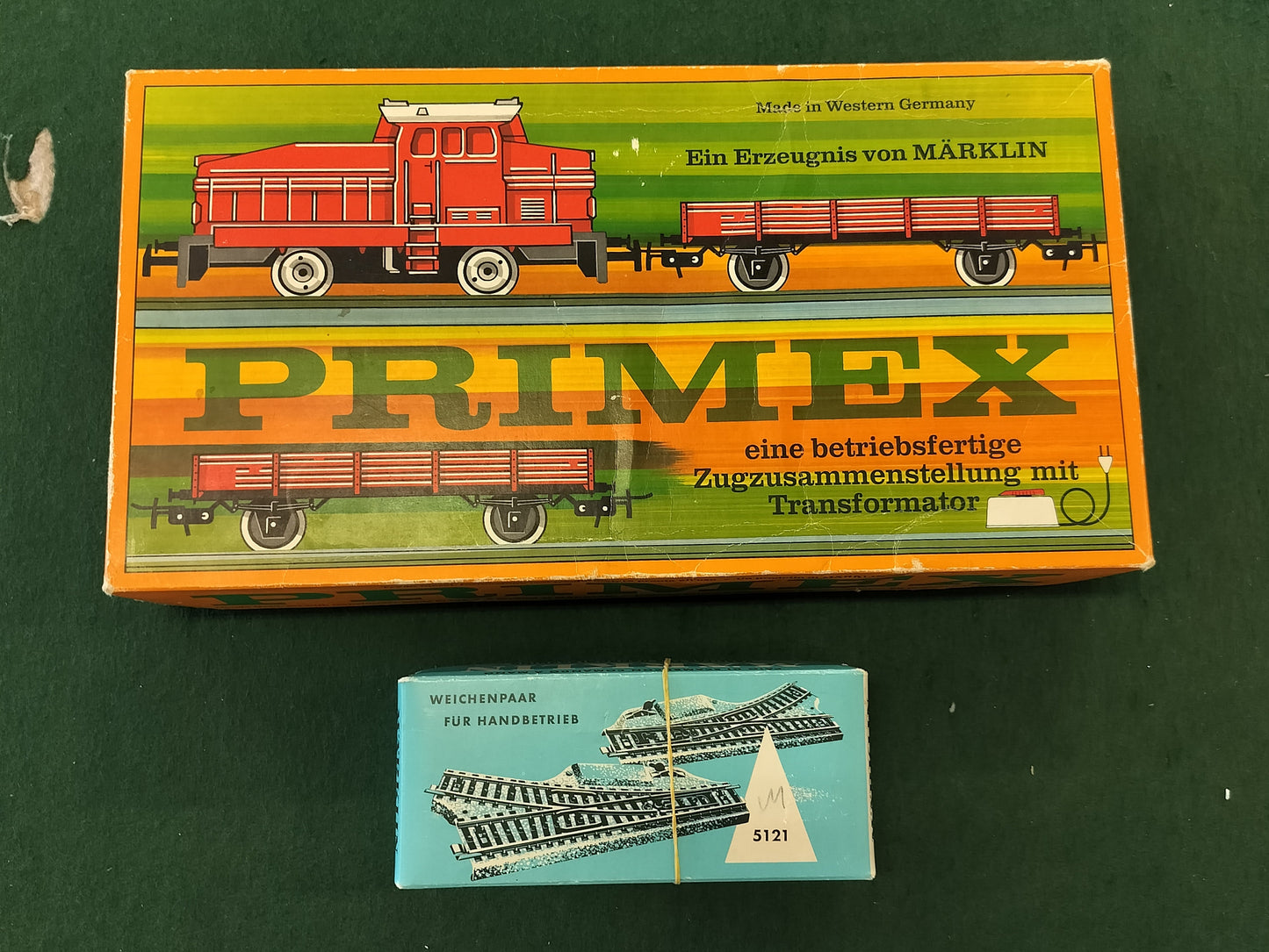 Secondhand - Märklin godstog sæt med transformator og separate skinner
