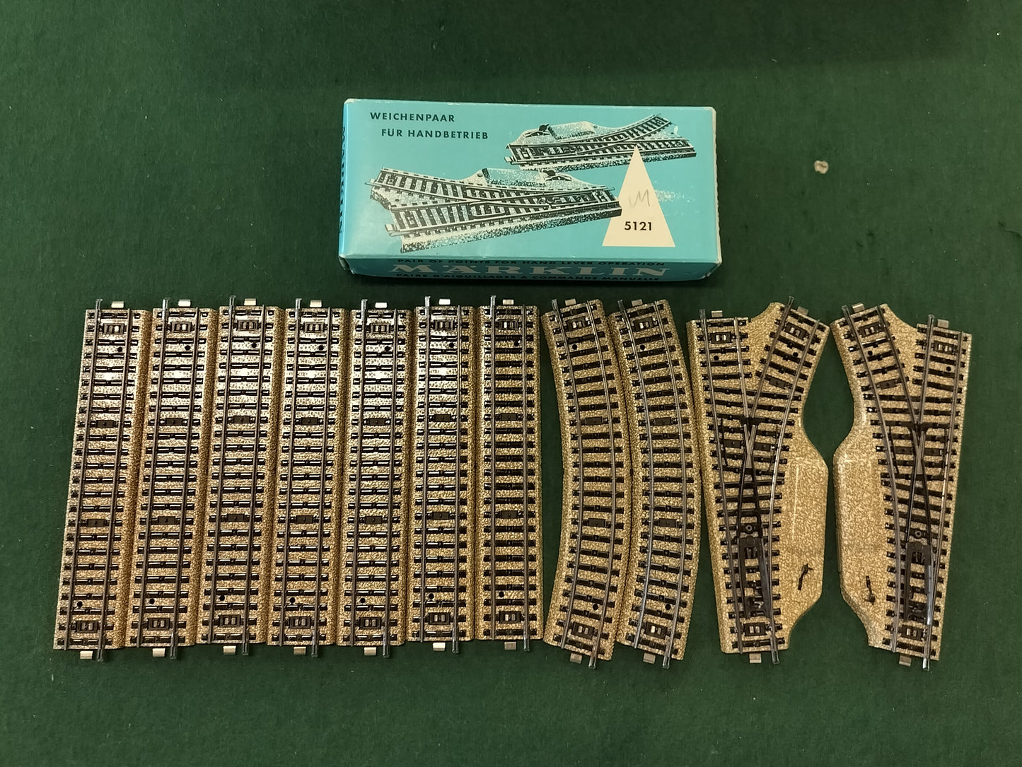 Secondhand - Märklin godstog sæt med transformator og separate skinner