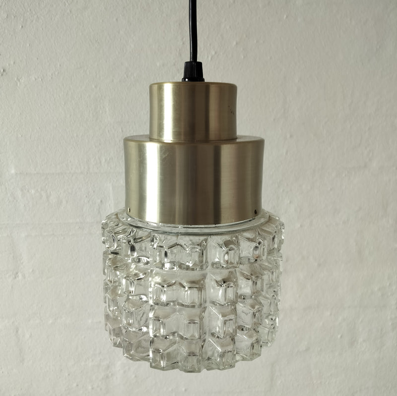 Glaspendel i klart glas og messing top
