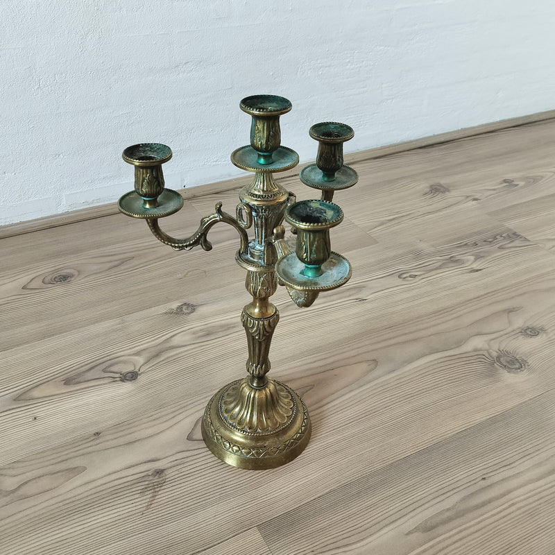4-armet messing lysestage til kronelys H 41 cm