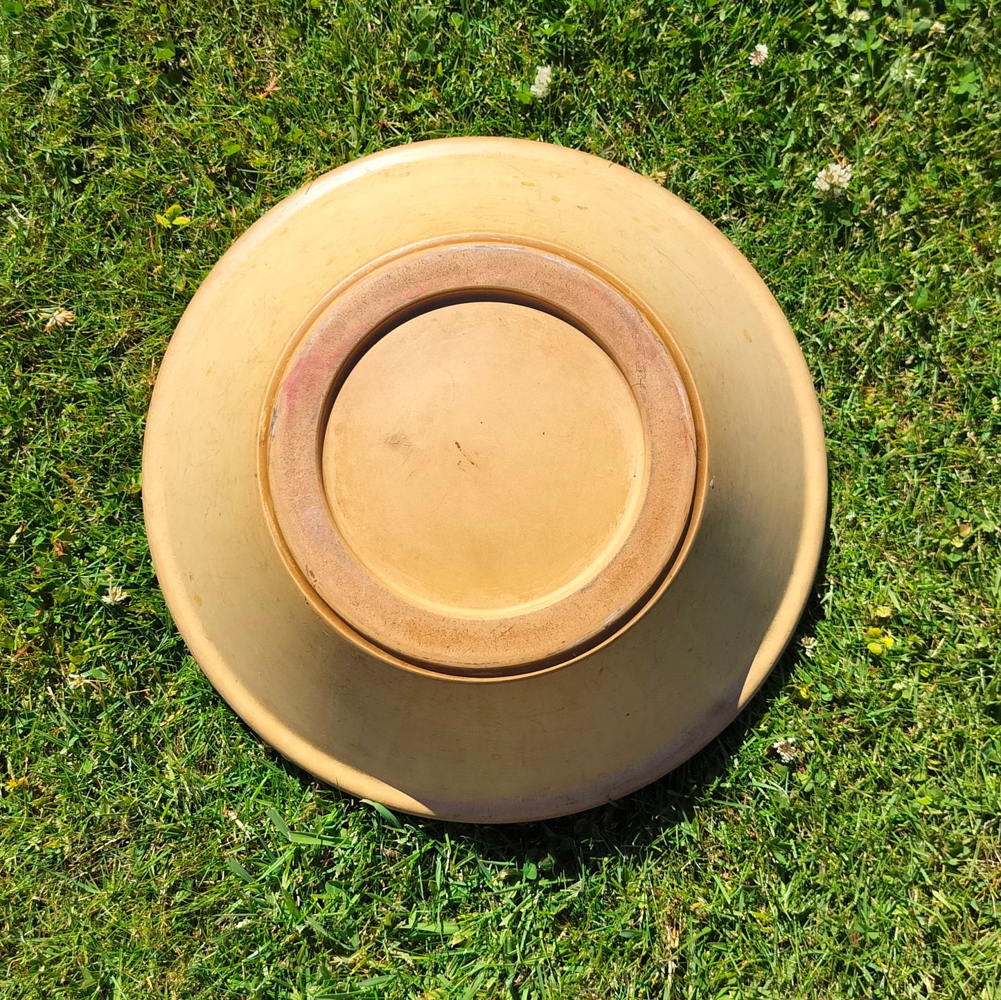 Secondhand - Lerfad glaseret og dekoreret indvendig Ø 32 cm x H 10,5 cm