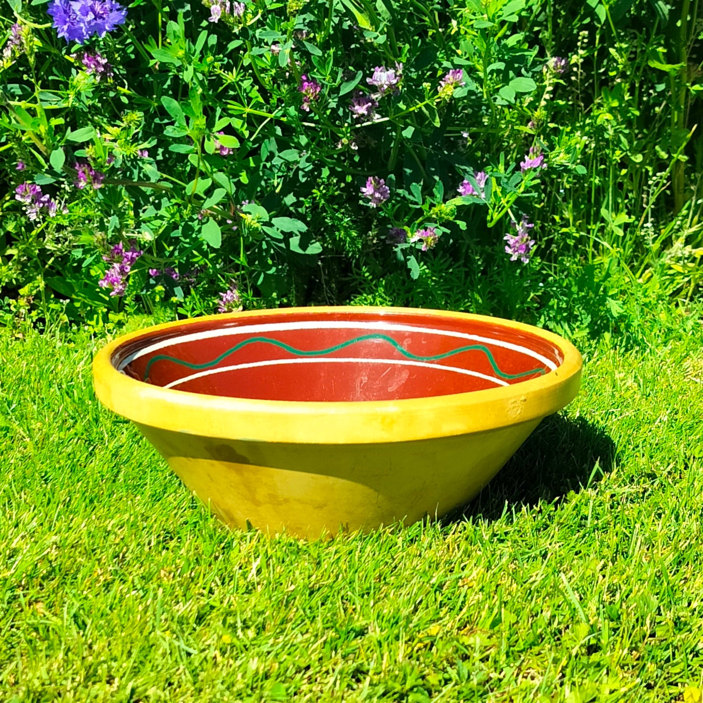 Secondhand - Lerfad med mønster indvendig Ø 27 x H 10 cm