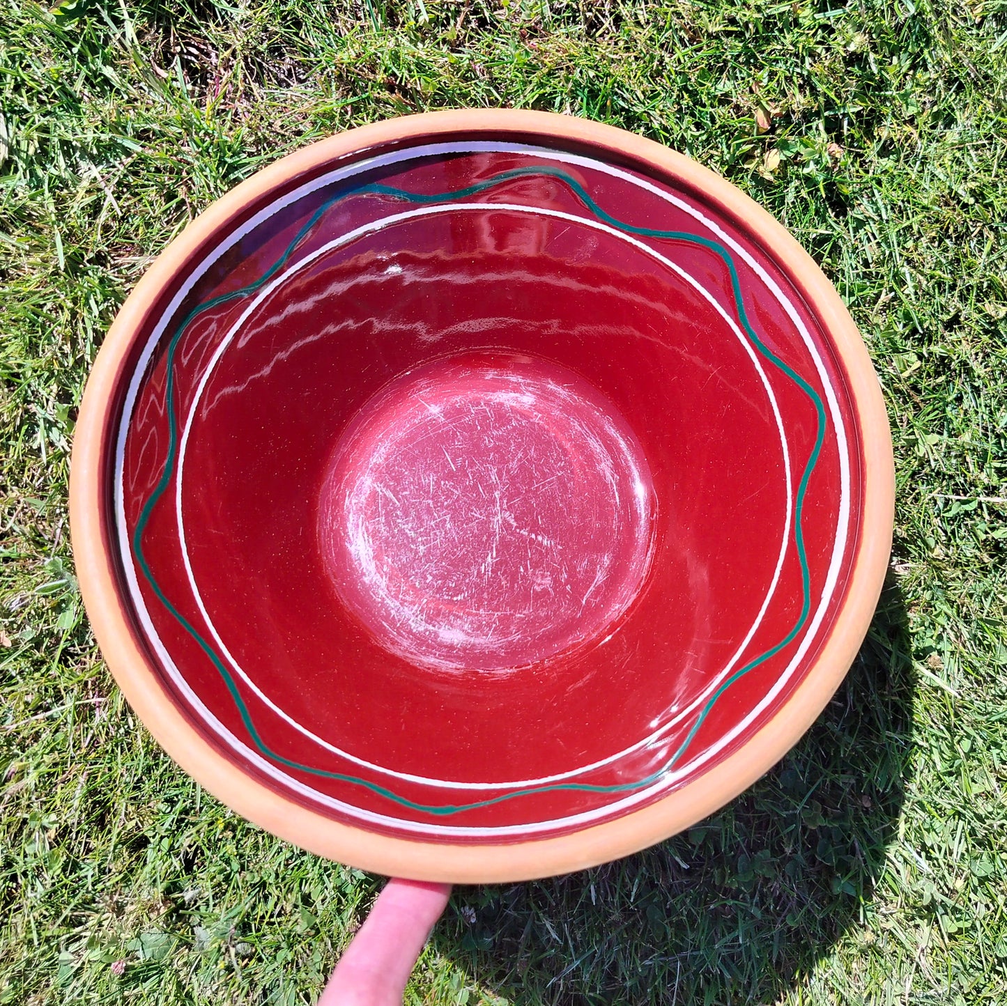 Secondhand - Lerfad med mønster indvendig Ø 27 x H 10 cm