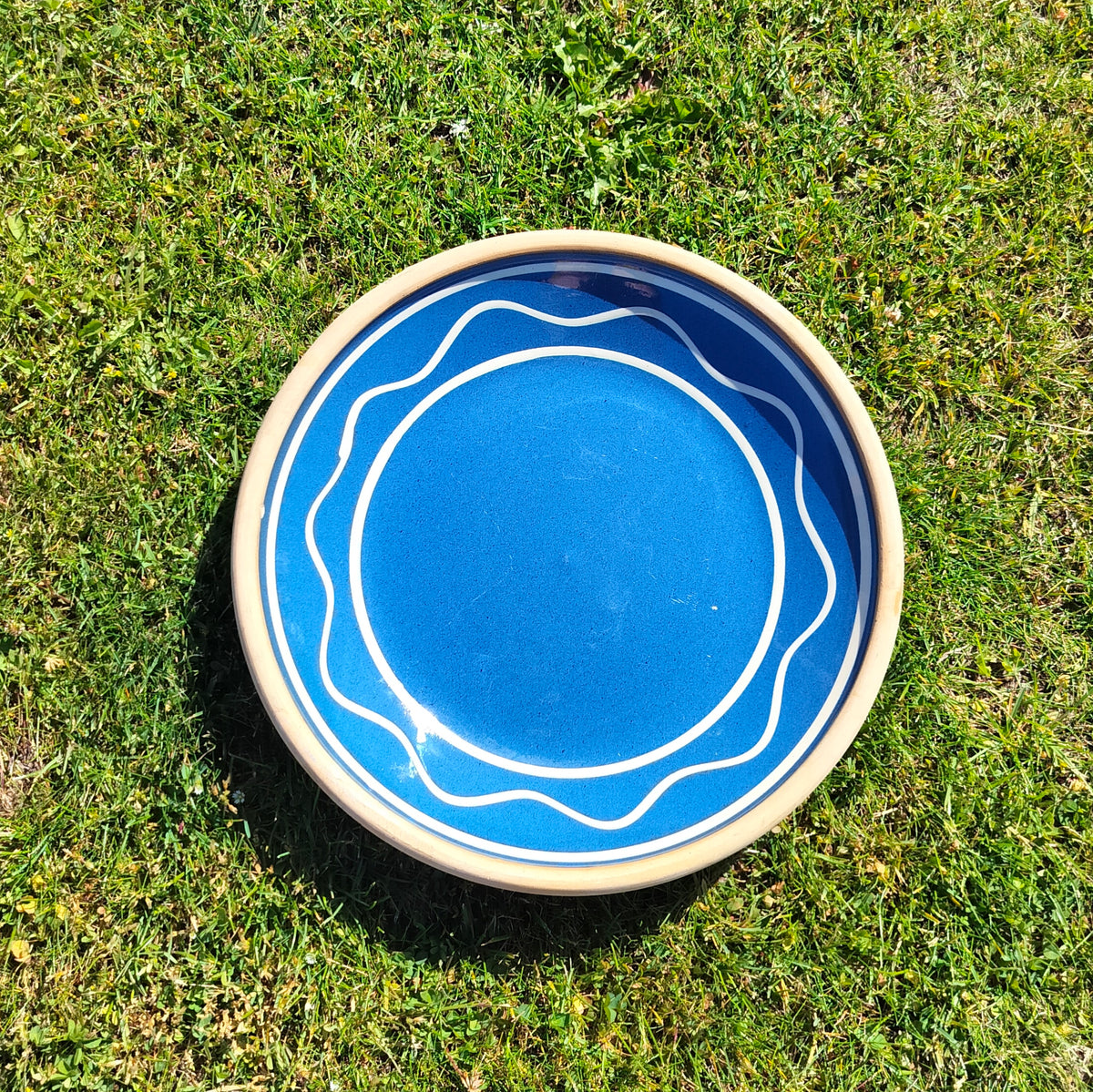 Secondhand - Lerfad med indvendig glasering Ø 30,5 x H 4,5 cm