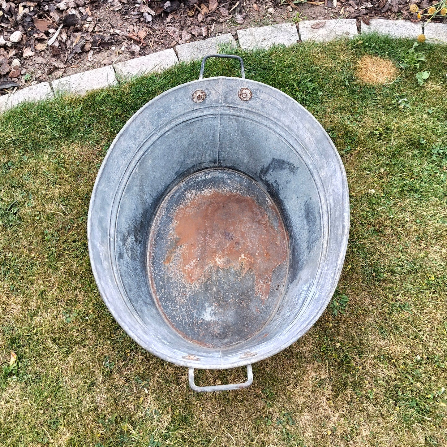 Secondhand - Zink balje STOR L 70/78,5 x D 56,5 x H 29,5/33 cm