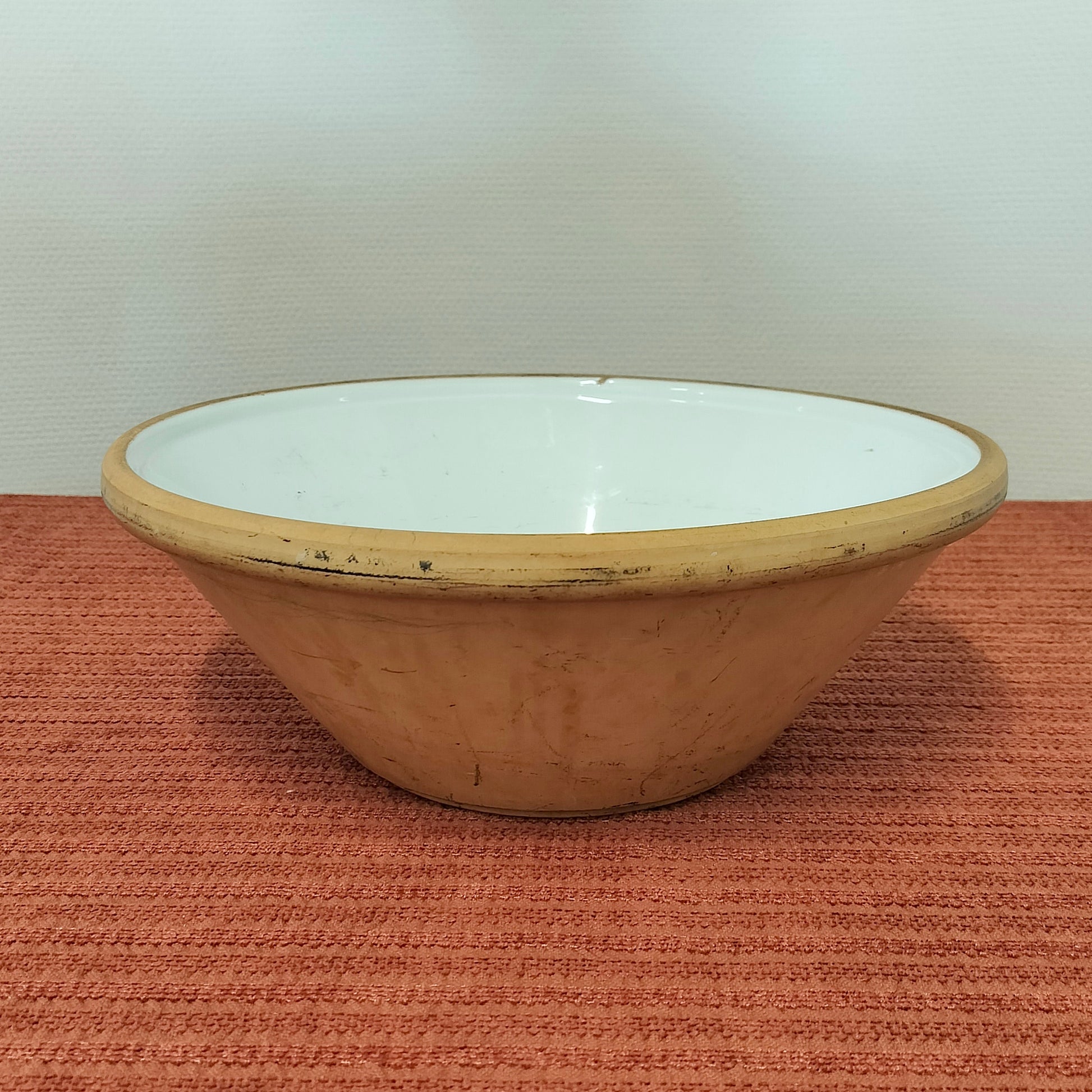 Secondhand - Lerfad hvid Ø 34,5 x H 13 cm